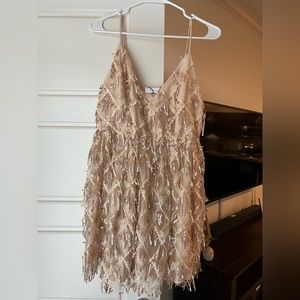 Gold and champagne fringe sequence dress.